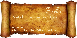 Prahács Leopoldina névjegykártya